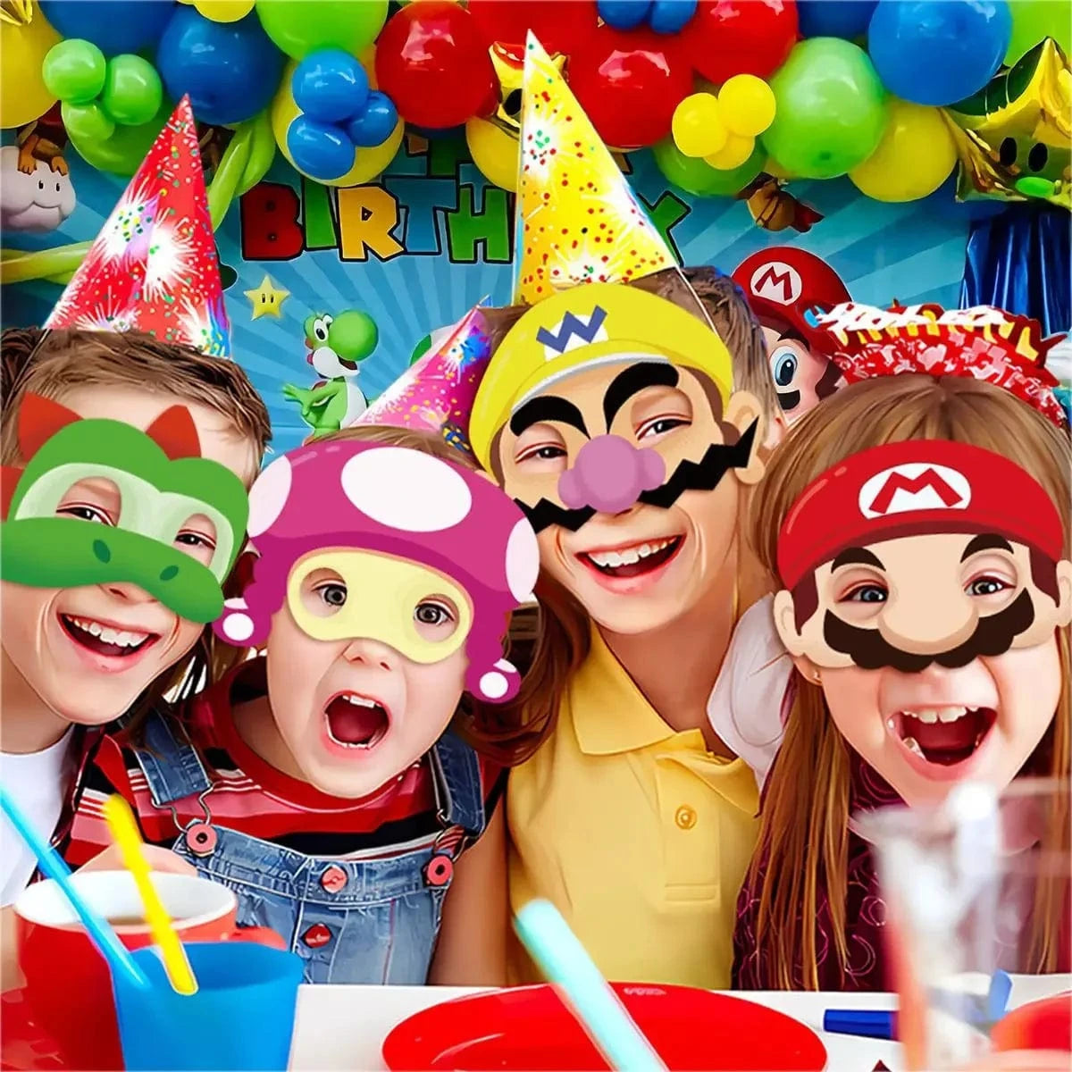Déguisement Mario - Set de 12 Masques
