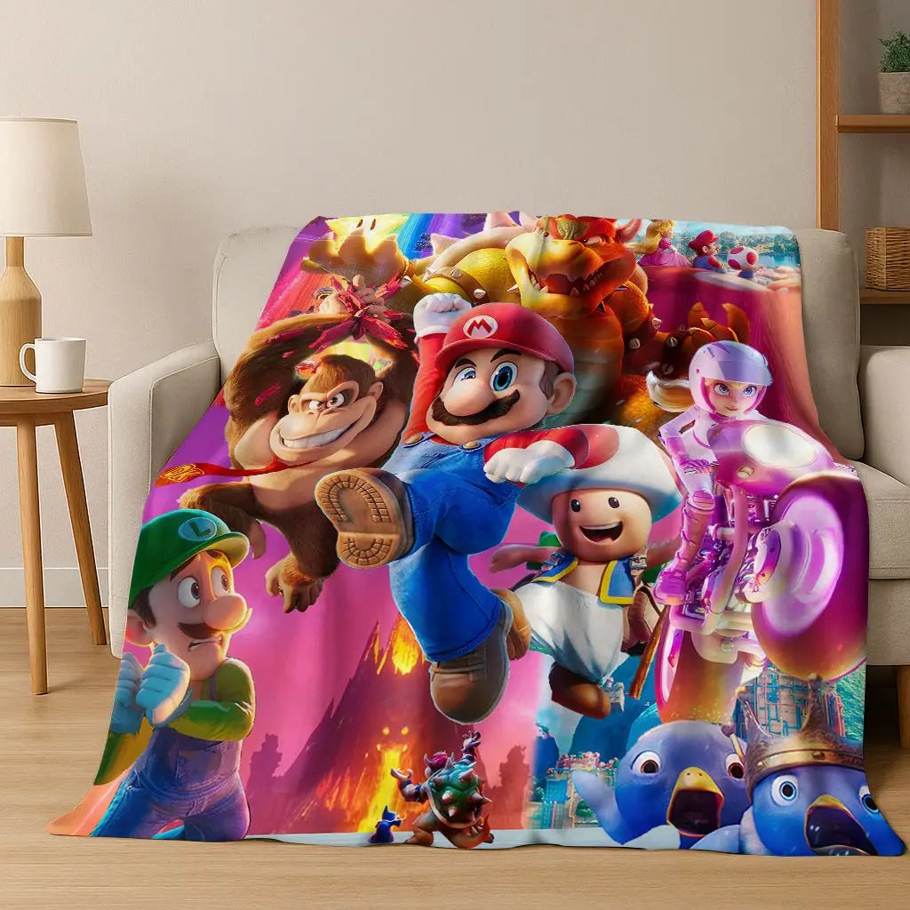 Plaid Super Mario le Film - Donkey Kong et Peach en Moto
