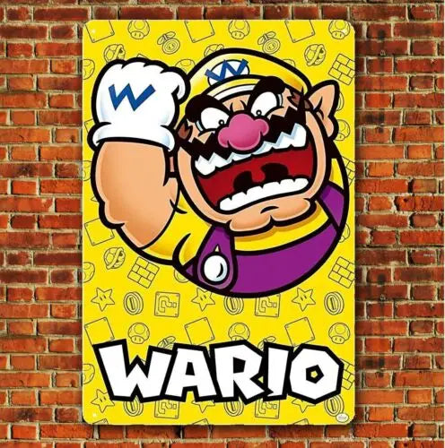 Plaque Décorative Mario en Métal - Wario