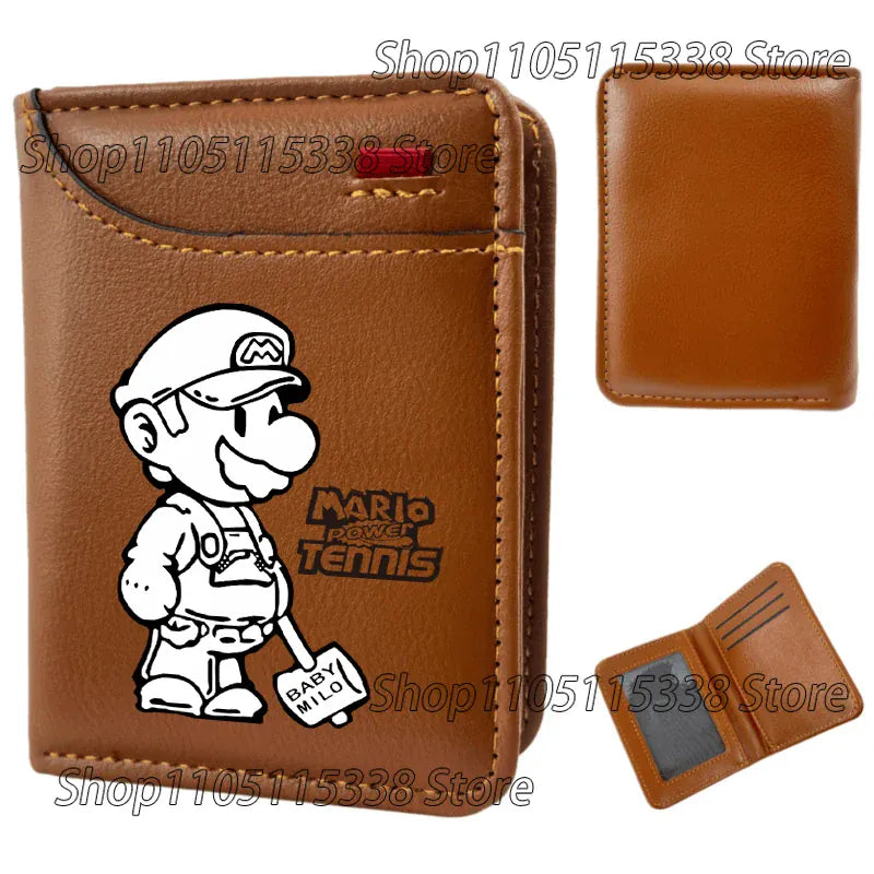 Portefeuille Mario Tennis - Bébé Mario au Trait Blanc Marron