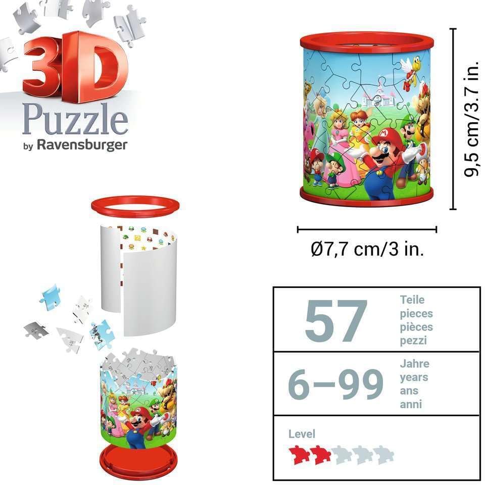 Puzzle Mario 3D - en Forme de Pot à Crayons