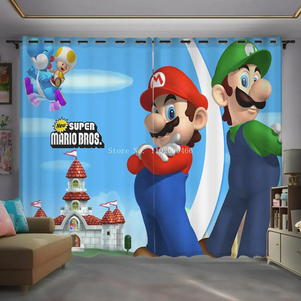 Rideau Mario - Mario et Luigi devant le Château