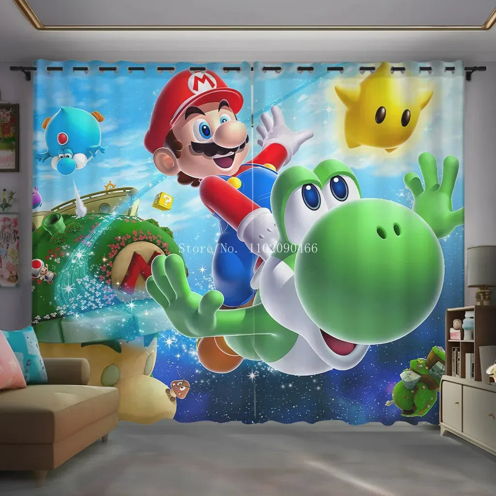 Rideau Mario - Mario sur Yoshi et le Luma