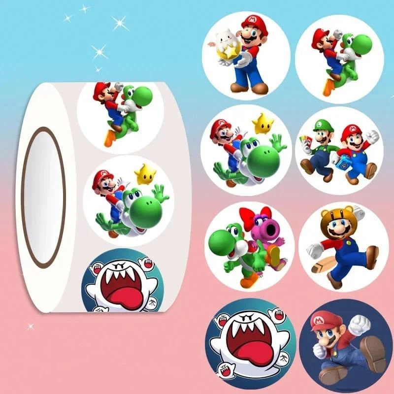 Rouleau de 500 Autocollants Mario