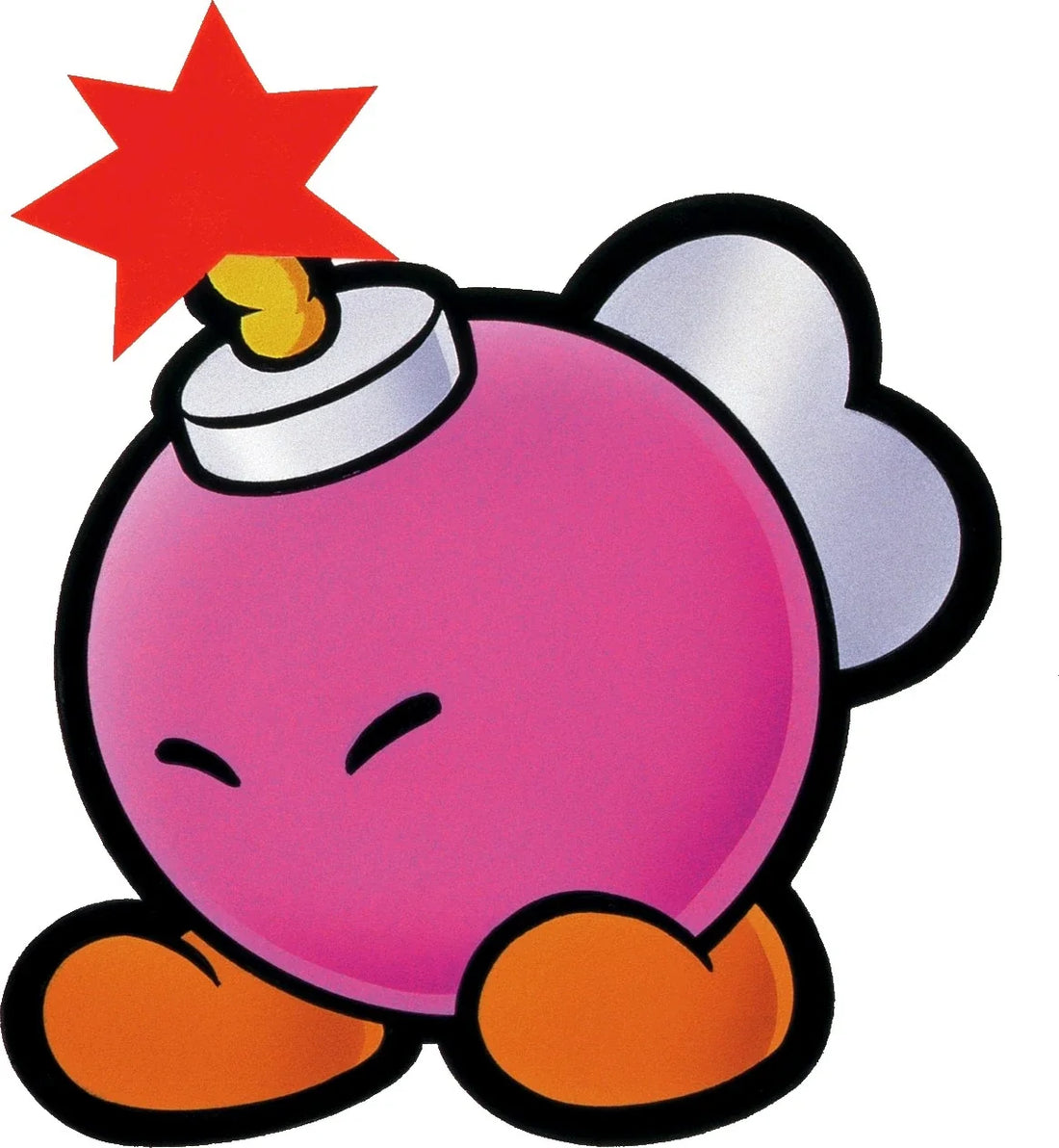 Bombette, Bob-omb rose en papier aux pieds orange, la mèche allumée en étoile rouge