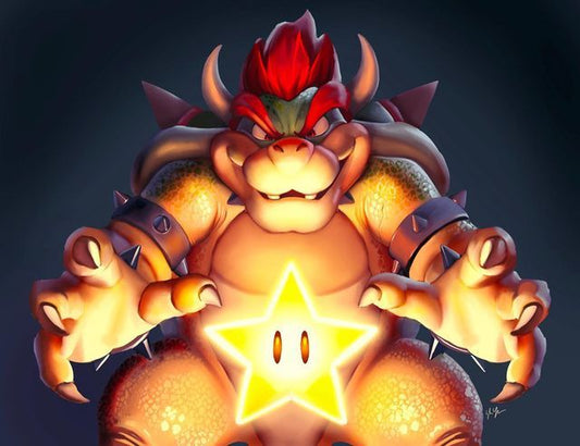 Bowser serrant contre son torse une étoile lumineuse