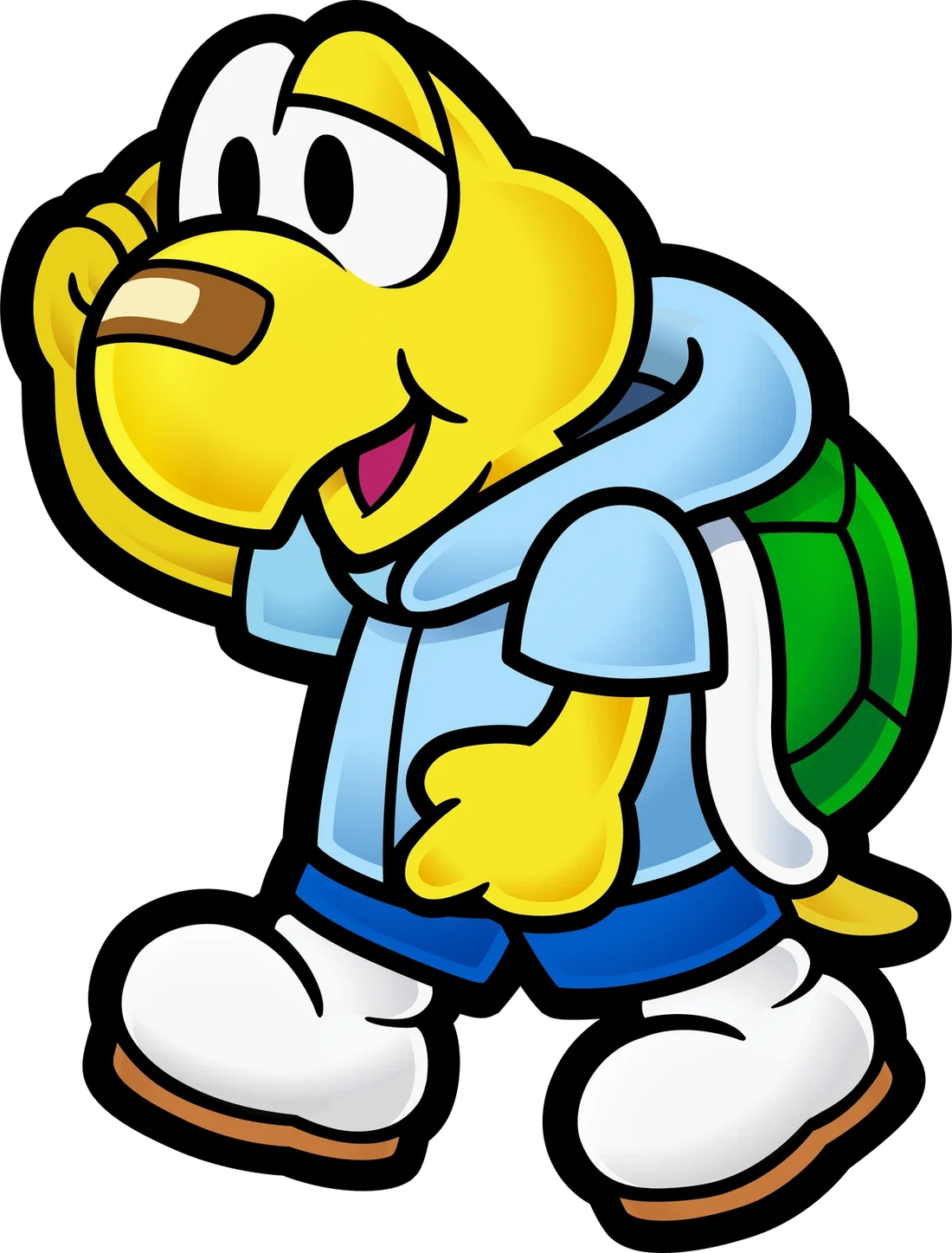 Koopek, Koopa jaune timide à carapace verte, en style papier