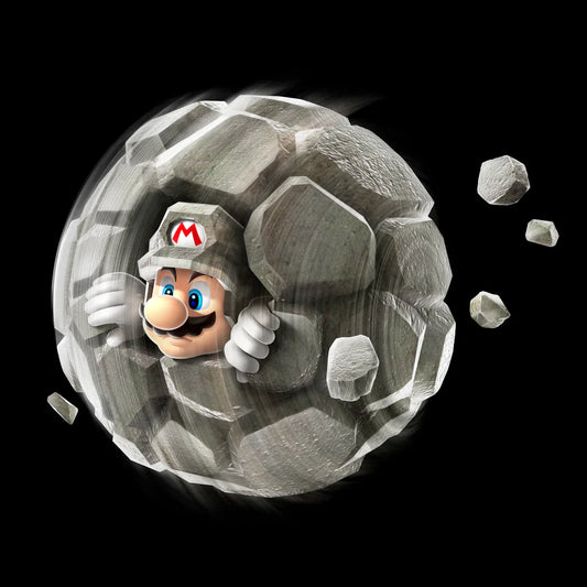 Champignon de pierre : Mario roule en boule de roc