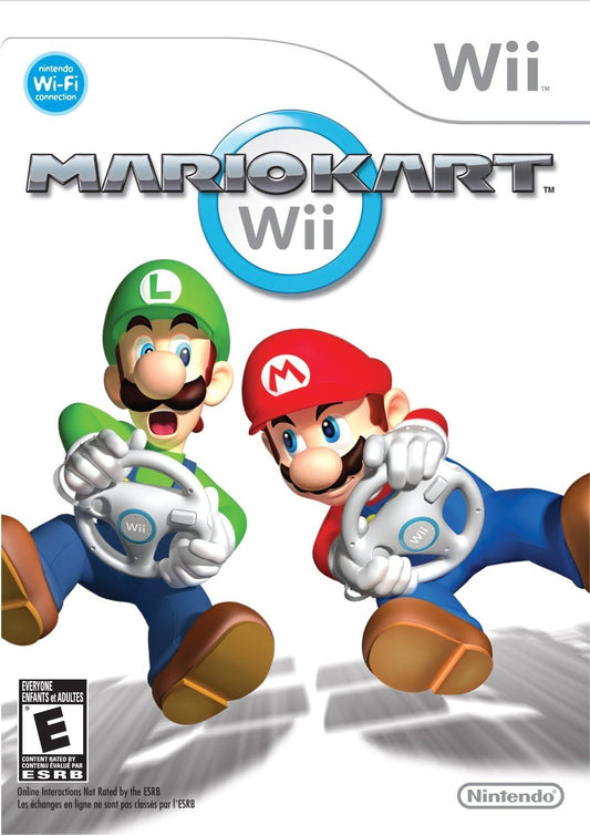 Jaquette Wii de Mario Kart Wii, Mario et Luigi lancés en moto