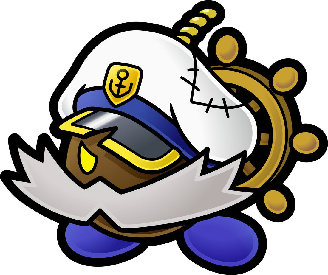 Bombart, Bob-omb marin en casquette de capitaine, mèche dorée et moustache blanche