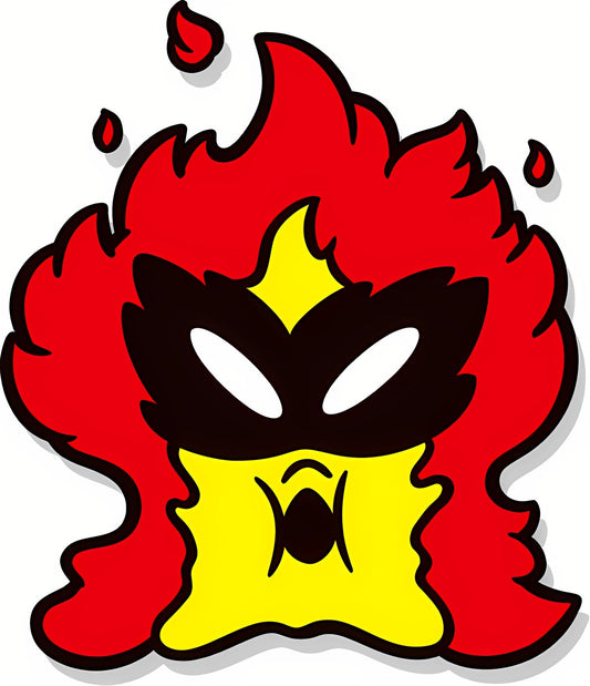 Fry Guy, boule de feu rouge au masque noir et au visage jaune, en illustration officielle de Super Mario Bros. 2