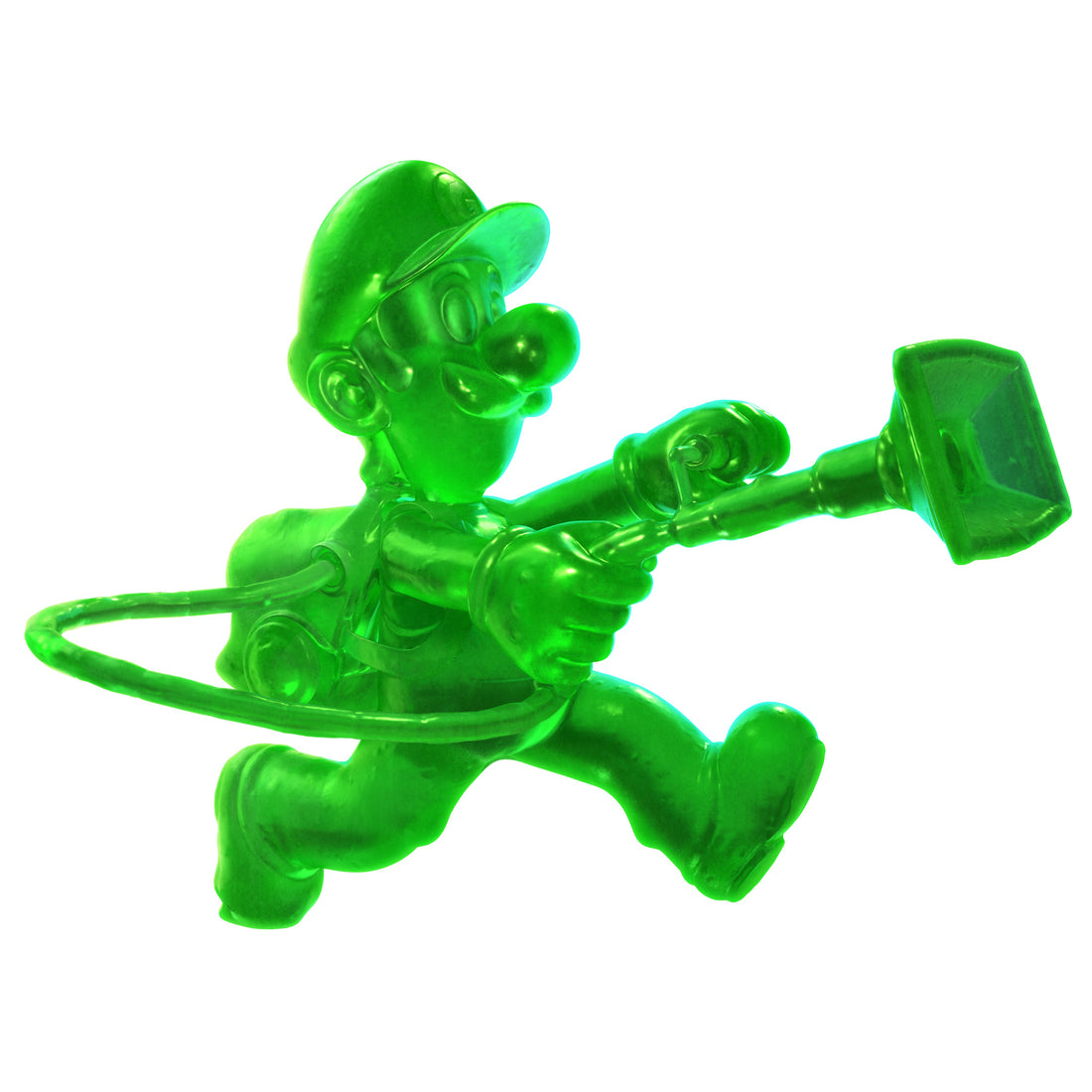 Gluigi, double de Luigi en gelée verte translucide, l'aspirateur Ectoblast au poing