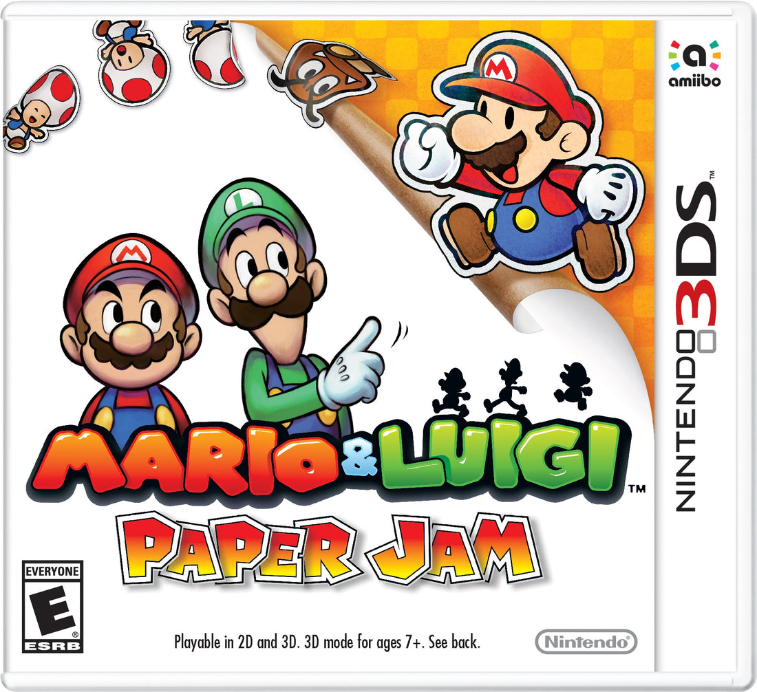 Jaquette 3DS de Mario & Luigi: Paper Jam : Mario et Luigi en 3D aux côtés de leurs doubles en papier
