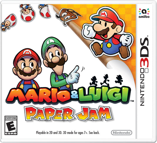 Jaquette 3DS de Mario & Luigi: Paper Jam : Mario et Luigi en 3D aux côtés de leurs doubles en papier