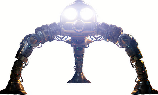 Mégapod, robot géant à trois pattes aux grands yeux lumineux, dans sa version de Super Mario Galaxy, le film
