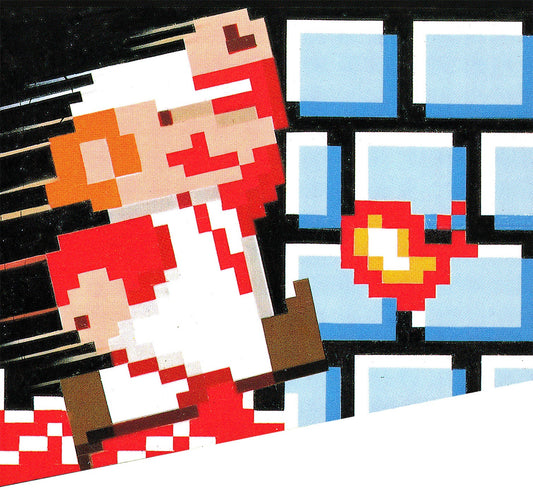 Illustration en gros pixels de Mario courant, dans le style 8 bits de Super Mario Bros.