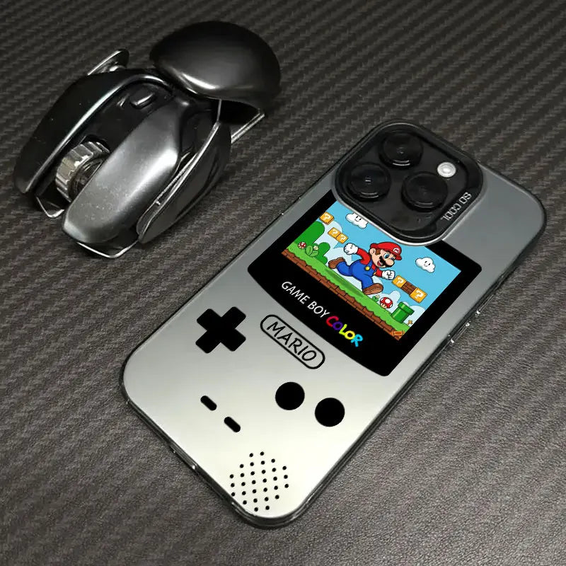 Coque iPhone Mario - Console Game Boy Color Argent