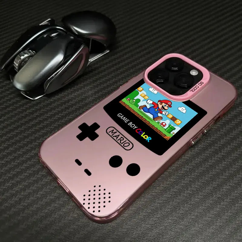 Coque iPhone Mario - Console Game Boy Color Rose