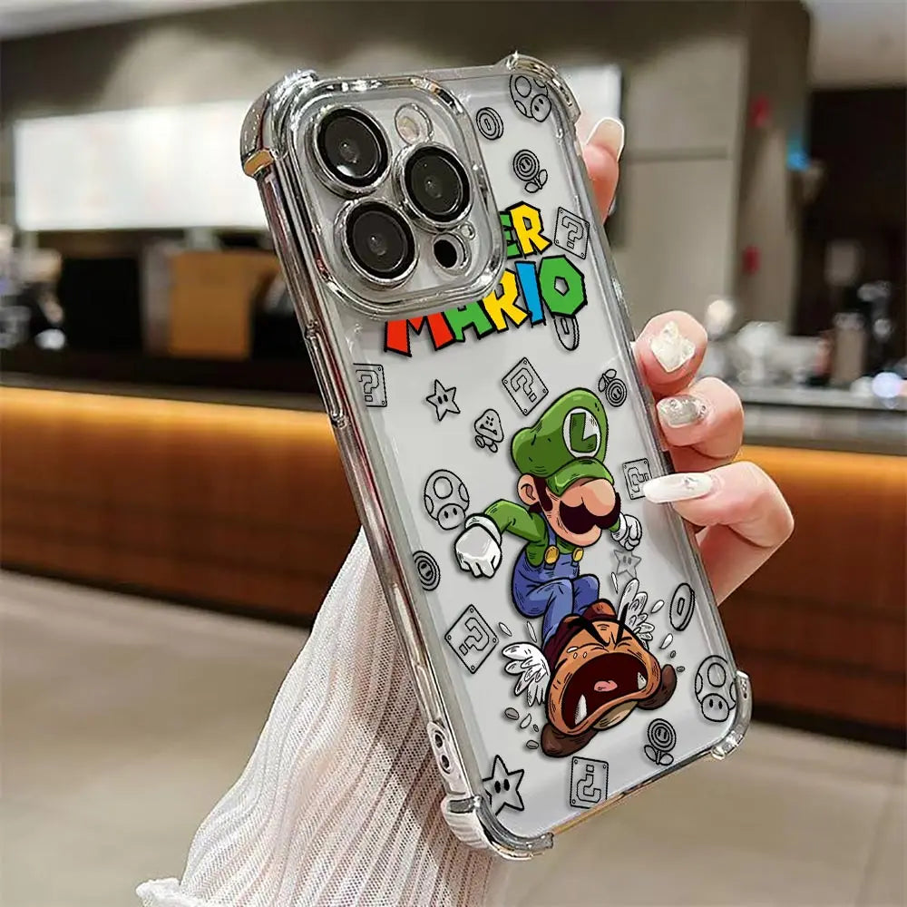 Coque iPhone Mario - Luigi et le Chomp Enragé Contour Transparent
