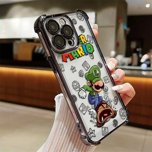 Coque iPhone Mario - Luigi et le Chomp Enragé Contour Noir