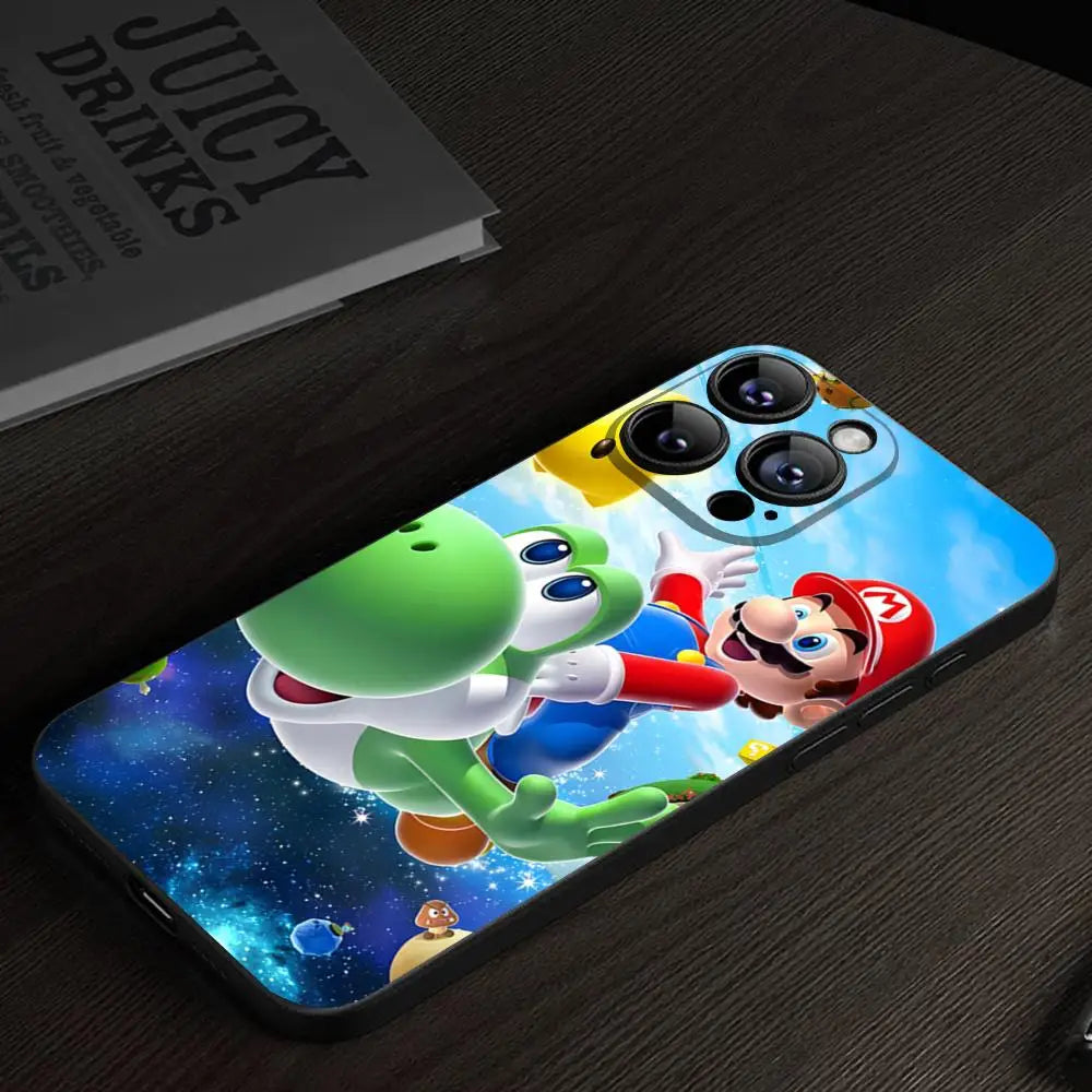 Coque iPhone Mario - Mario et Yoshi dans l'Espace