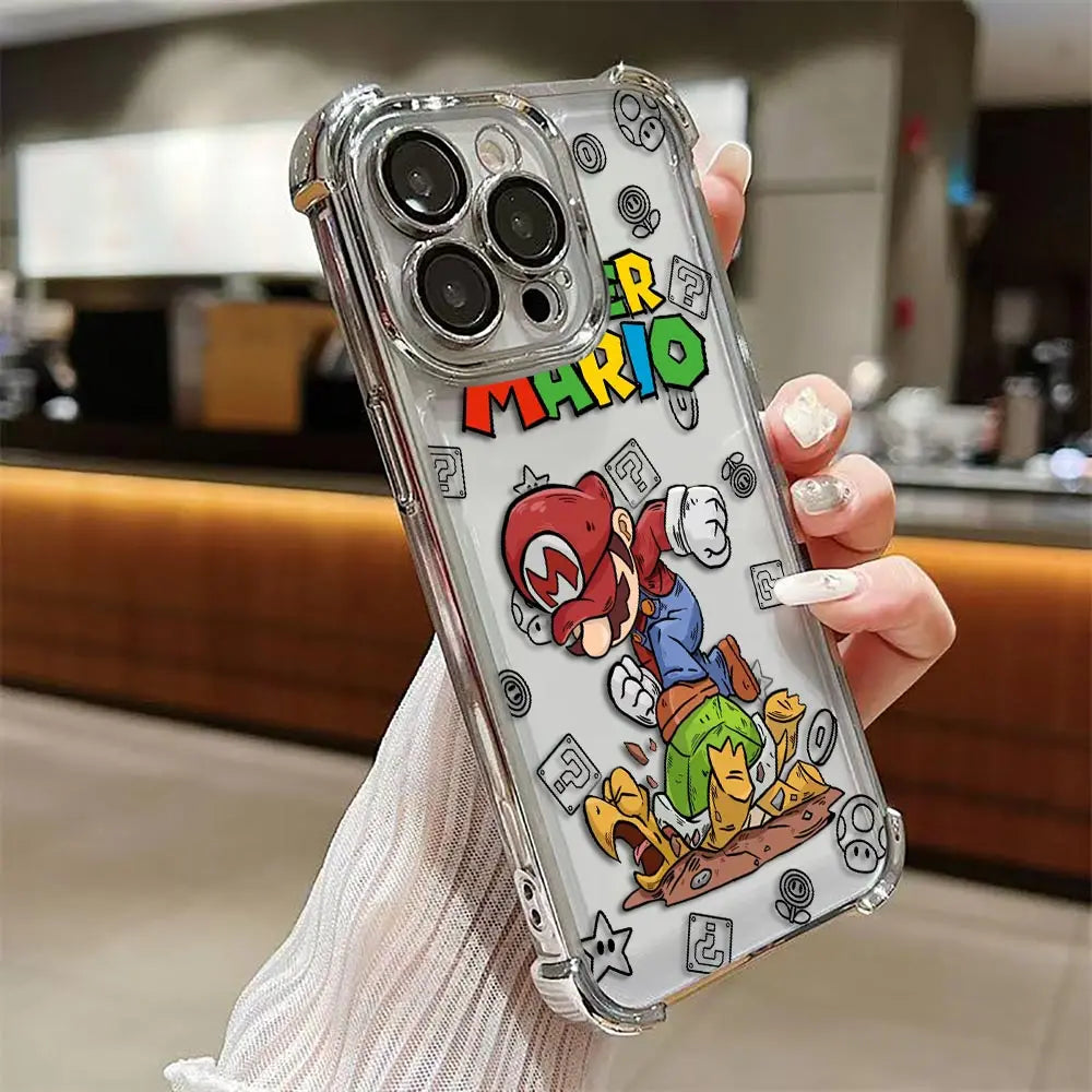 Coque iPhone Mario - Mario sur le Dos de Yoshi Contour Transparent
