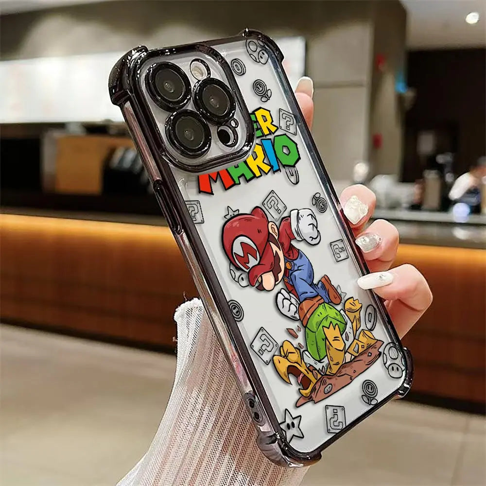 Coque iPhone Mario - Mario sur le Dos de Yoshi Contour Noir