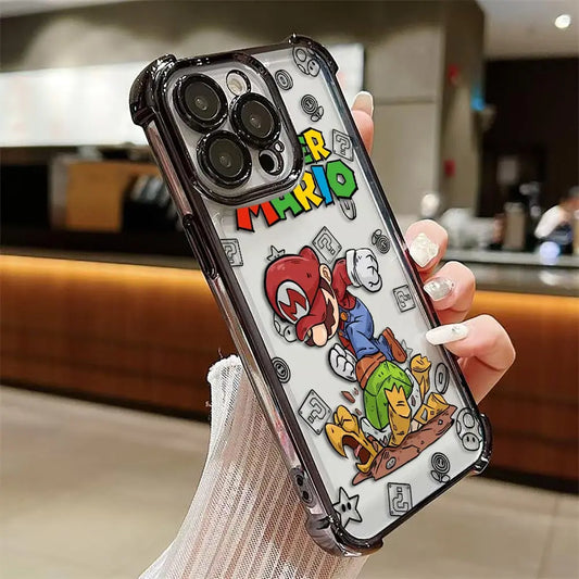 Coque iPhone Mario - Mario sur le Dos de Yoshi Contour Noir