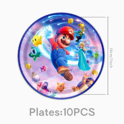 Décoration Anniversaire Mario - 10 Assiettes 18 cm
