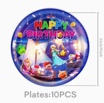 Décoration Anniversaire Mario - 10 Assiettes 23 cm