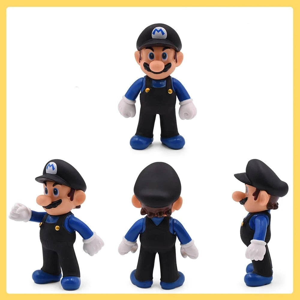 Figurine Mario en Tenue Noire et Bleue - 13cm