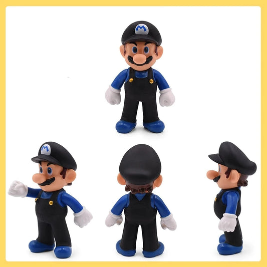Figurine Mario en Tenue Noire et Bleue - 13cm