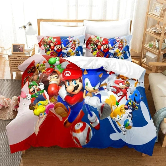 Housse de Couette Mario vs Sonic - Nintendo vs Sega