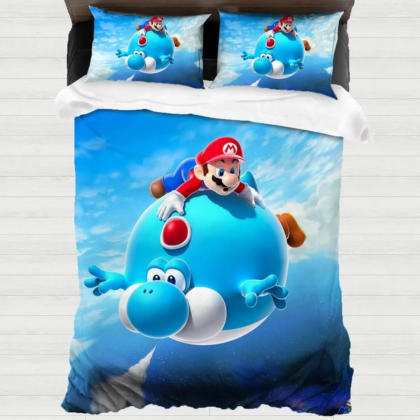 Housse de Couette Mario - Yoshi Bleu dans les Nuages