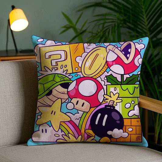 Mario Cushion Cover - Super Mario Universe Items