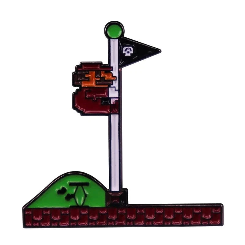Pin's Mario Bros - sur le Mât de Drapeau de Fin de Niveau