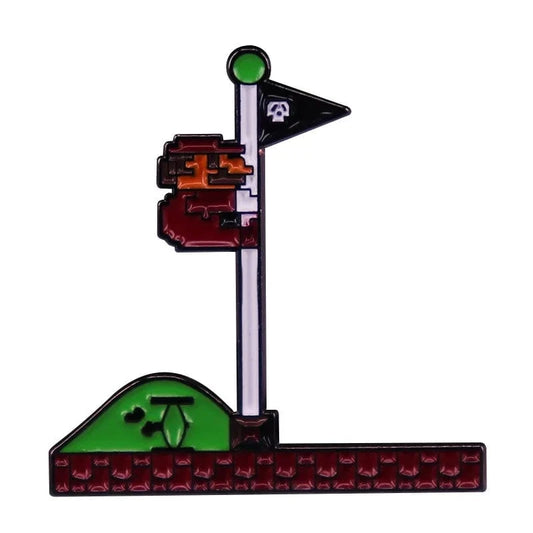 Pin's Mario Bros - sur le Mât de Drapeau de Fin de Niveau