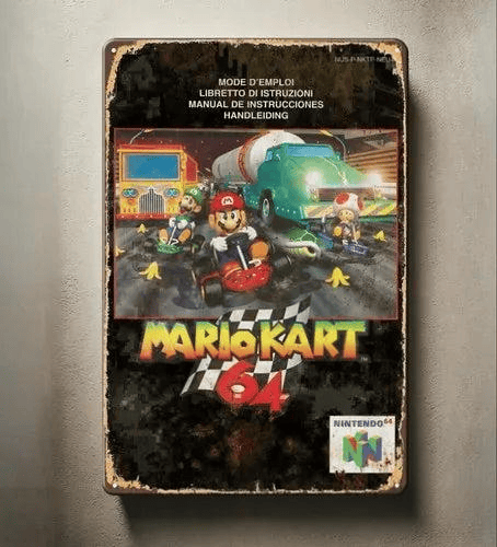 Plaque Décorative Mario en Métal - Mario Kart 64