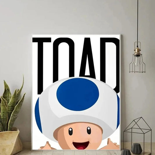 Poster Mario - Champignon Toad Bleu