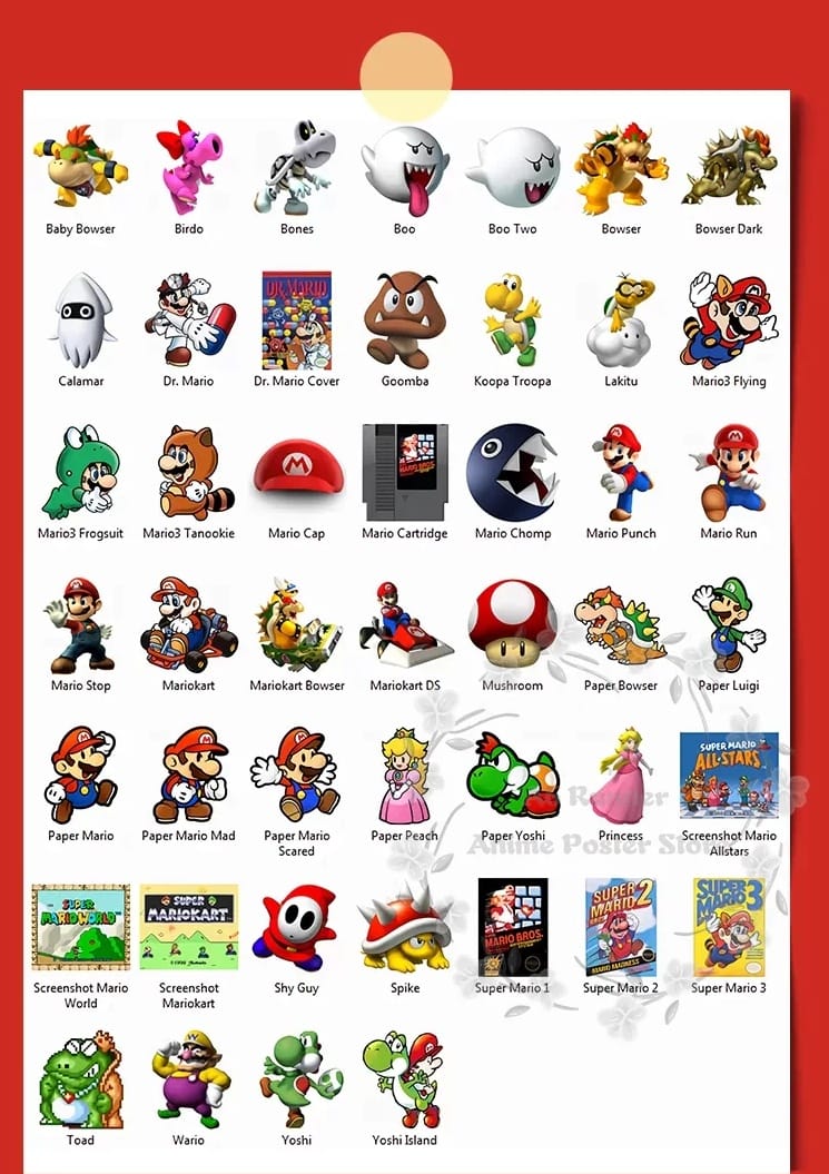 Poster Mario - Encyclopédie Pixel des Personnages