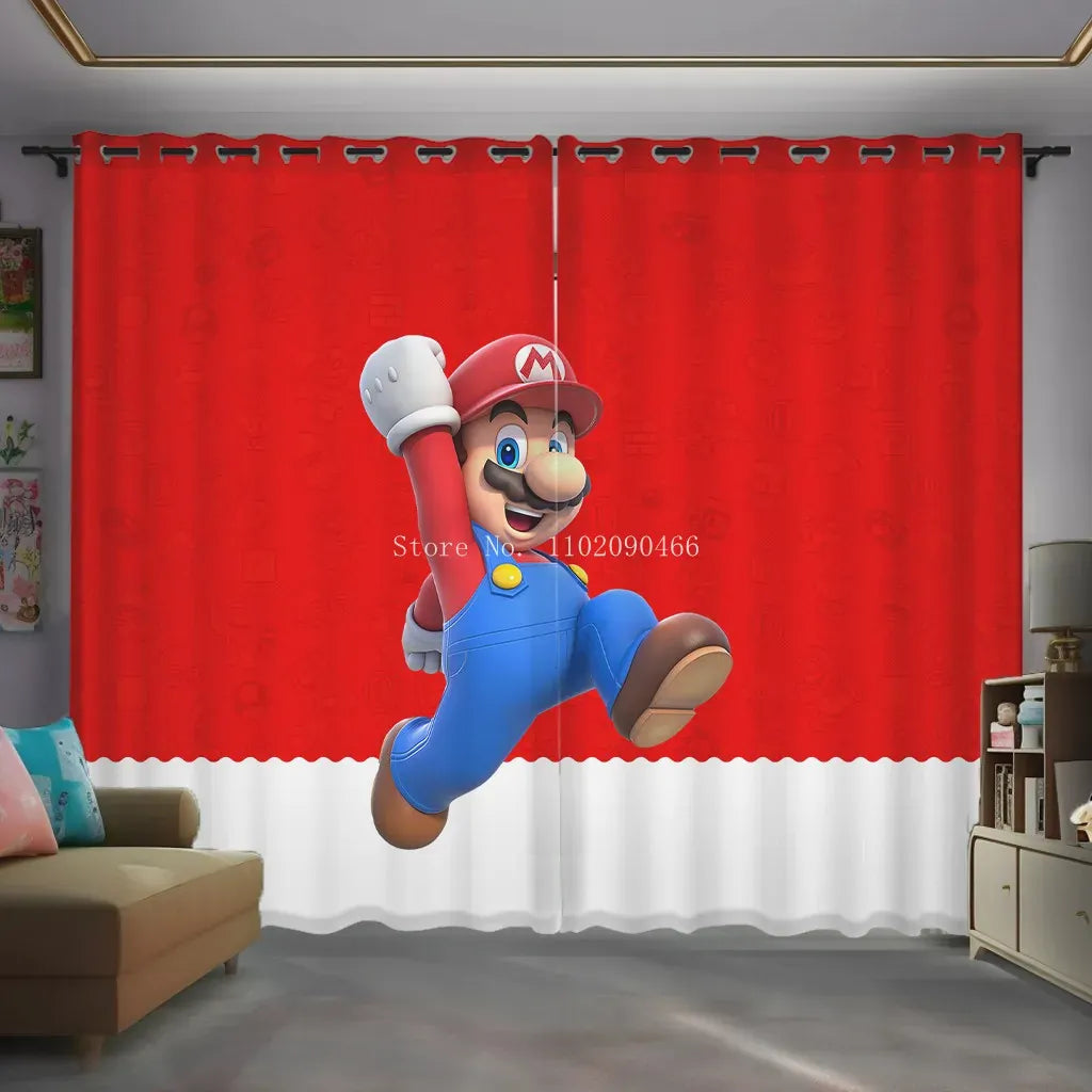 Rideau Mario - Mario en Course sur Fond Rouge