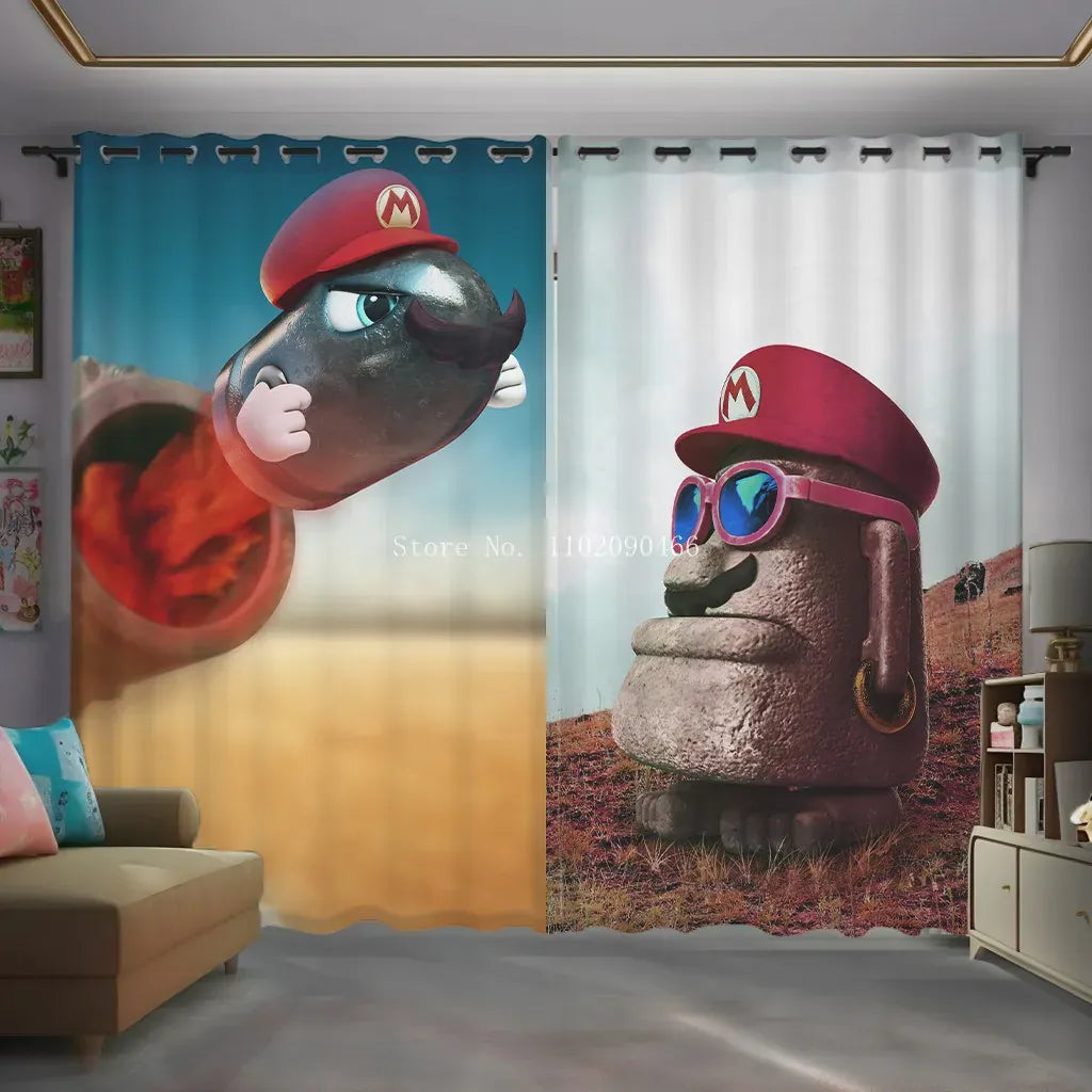 Rideau Mario Odyssey - Cappy et le Moaï