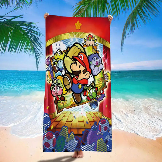 Serviette de Plage Mario - Mario Poing Levé sur Rouge