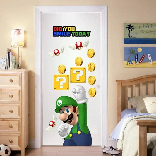 Sticker Mario pour Porte - Luigi