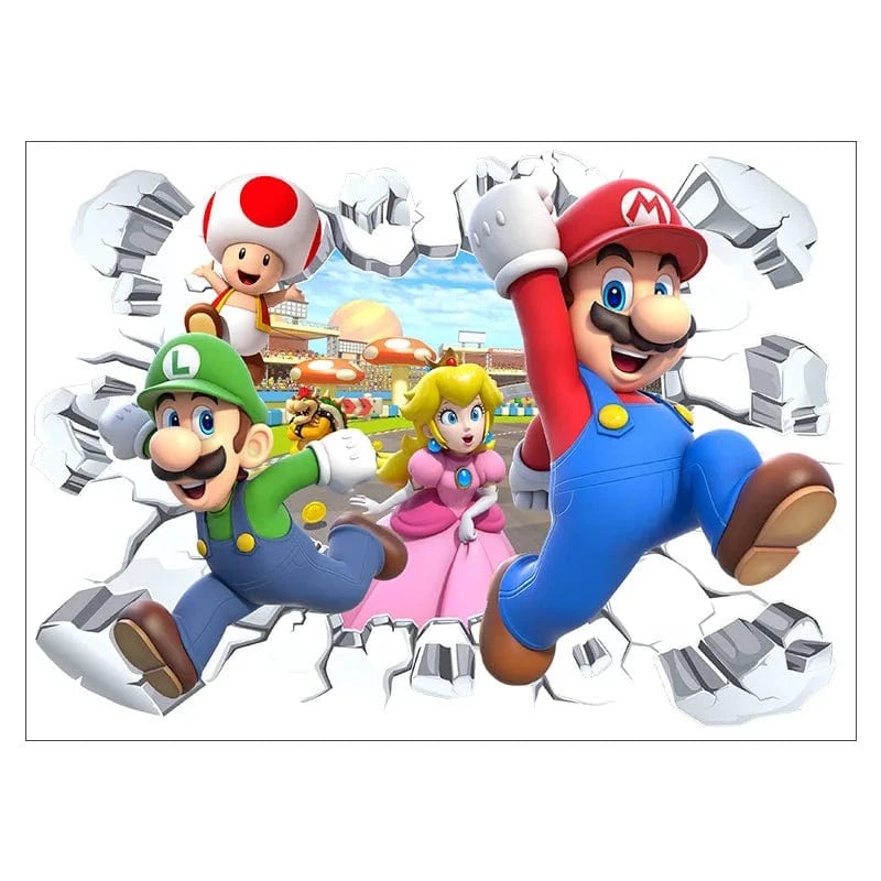 Sticker Mural Mario - Luigi Peach et Toad