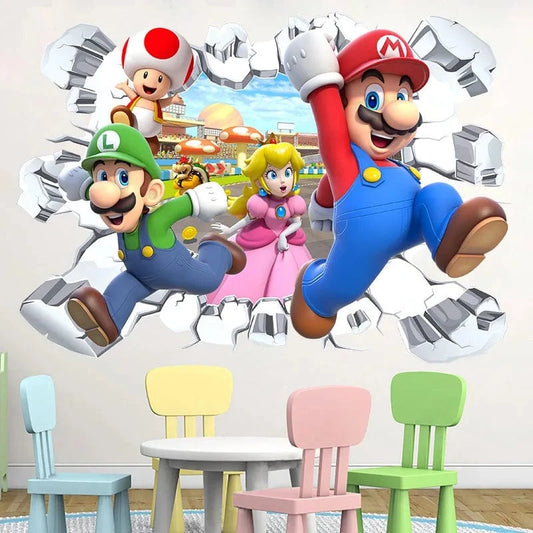 Sticker Mural Mario - Luigi Peach et Toad