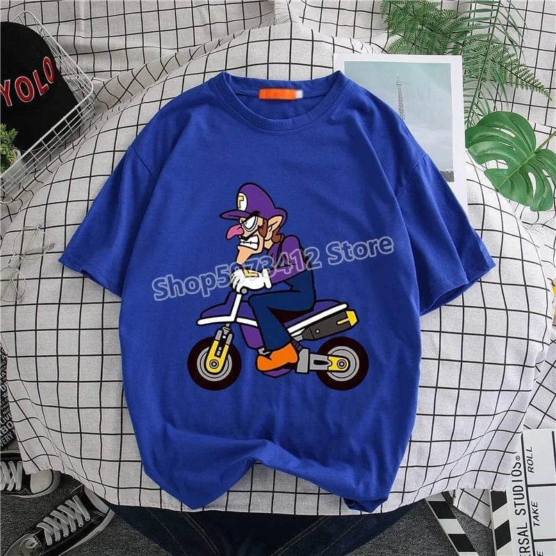 T-Shirt Mario Kart - Waluigi en Moto