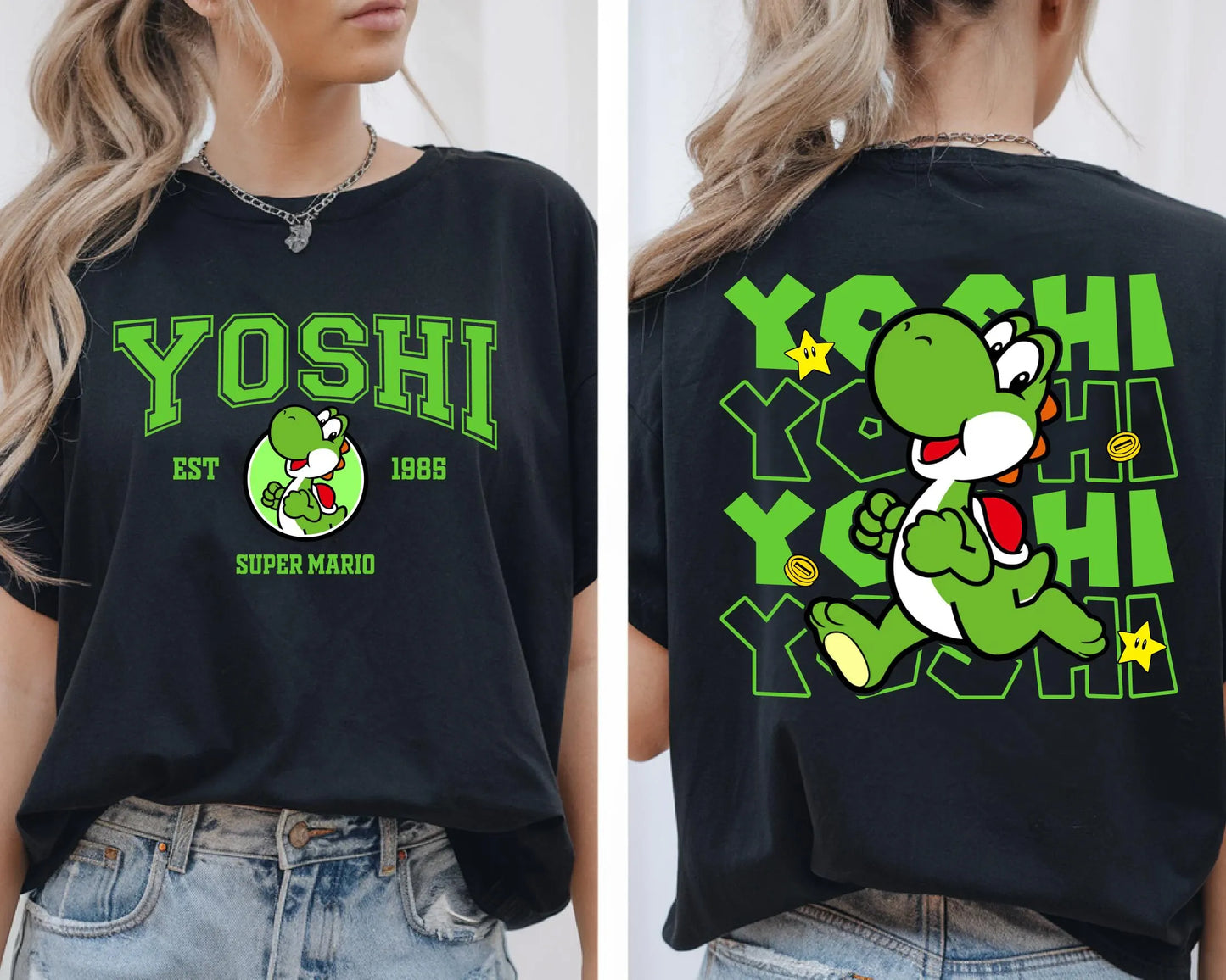 T-Shirt Mario - Yoshi "EST 1985" Noir