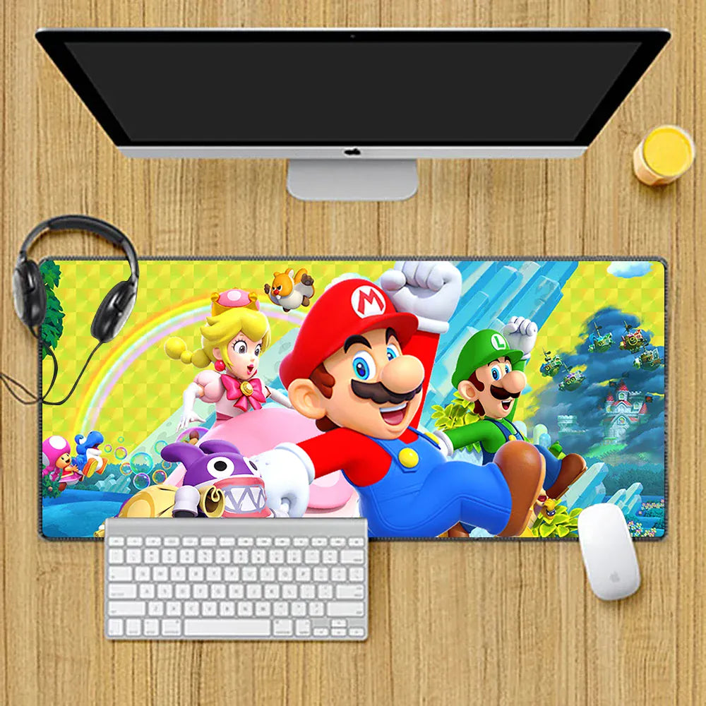 Tapis de Souris Mario XXL - Mario, Peach, Luigi et le Chomp