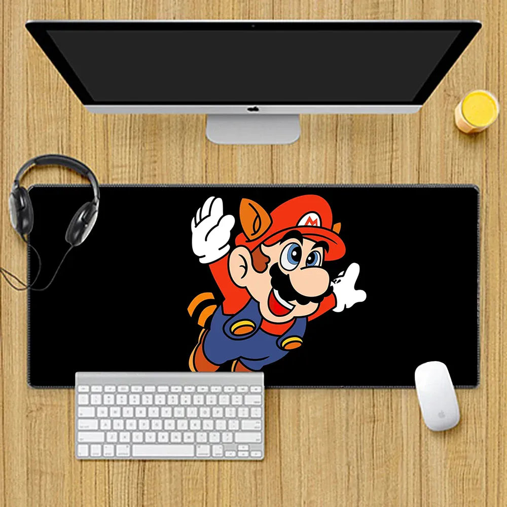 Tapis de Souris Mario XXL - Mario Raton Laveur sur Noir
